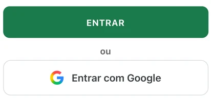 Tela de entrada do app: Entrar ou Entrar com Google